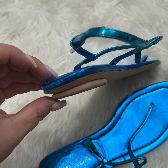PRADA Metallic Blue Sandals - Picture 9 of 10